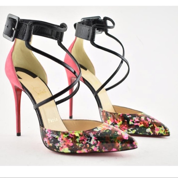 🔥🔥SOLD!!🔥🔥Christian Louboutin Suzanna 100 Black Pat/Granite - Picture 3 of 7